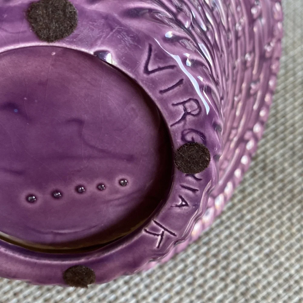 Plum Hand Made Vintage Ceramic Handled Basket!